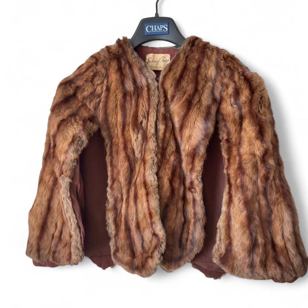 Vintage 1950s Mink Fur Cape | Scharf Furs NYC | Brown Fur Swing Cape